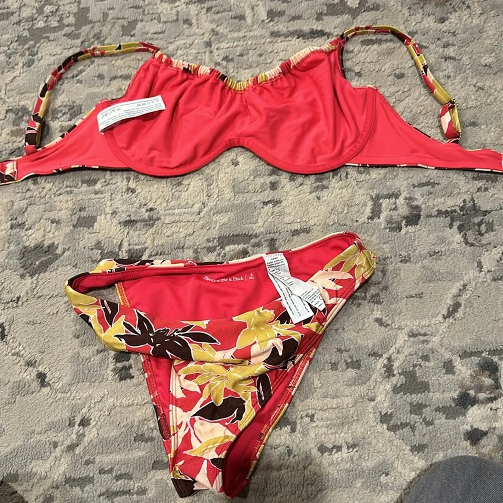 Floral Underwire Bikini Set in Pink and Yellow